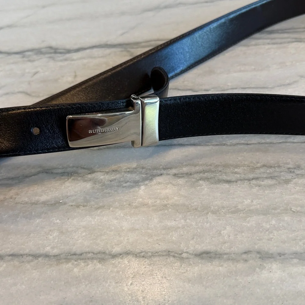 Burberry Black Belt with Silver Clasp Size 42